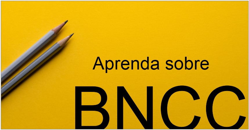 Dois lápis no fundo amarelo e a frase Aprenda sobre BNCC